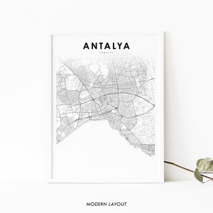 Antola Türkiye Karte Druck, Türkei Karte Kunst Poster, Anatolien, Stadtstraße Straßenkarte Druck, Kinderzimmer Büro Wanddekoration, druckbare Karte
