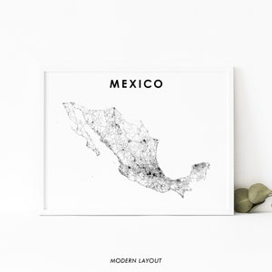 Impression de carte du Mexique, affiche de carte routière, México Estados Unidos Mexicanos Mexico City Map Art, Nursery Room Wall Office Decor, Printable Map
