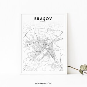 Brasov Rumänien Karte Print, Karte Kunst Poster, Brașov Corona România, Stadt Straße Road Map Print, Kinderzimmer Wand Büro Dekor, druckbare Karte