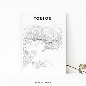Toulon Frankreich Karte Print, Karte Kunst Poster, Tolon Alpes-Côte d'Azur, Stadt Straße Road Map Print, Kinderzimmer Wand Büro Dekor, druckbare Karte