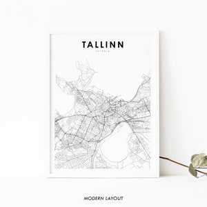 Impressão de mapa de Tallinn Estônia, pôster de arte de mapa, Harju Eesti, impressão de mapa de estradas de rua da cidade, decoração de escritório de parede de berçário, mapa para impressão