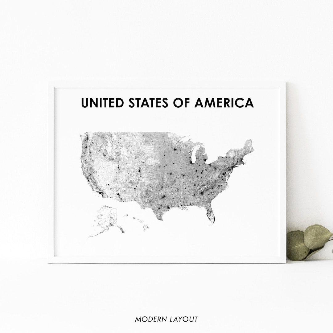 USA Map Print, Country Road Map Art Poster, United States Roads North ...