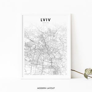 Lviv Oekraïne kaart afdrukken, kaart Art Poster, Львів Lvov Lviv Oblast, City Road Street Map Print, kwekerij kamer Wall Office Decor, afdrukbare kaart