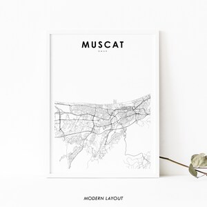 Muscat Oman Map Print, Map Art Poster, Salṭanat ʻUmān Arab Persian, City Street Map Print, Nursery Room Wall Office Decor, Printable Map