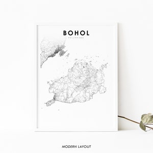 Bohol Philippinen Karte Print, Karte Kunst Poster, Tagbilaran Central Visayas, Stadt Road Map Print, Kinderzimmer Wand Büro Dekor, druckbare Karte