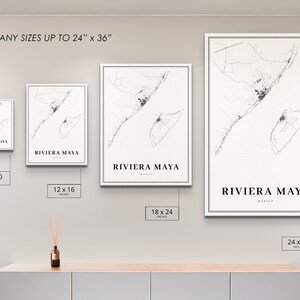 Stampa della mappa Riviera Maya Messico, Poster artistico della mappa, Playa del Carmen, Stampa della mappa stradale della città, Decorazione dell'ufficio della parete della stanza della scuola materna, Mappa stampabile immagine 6