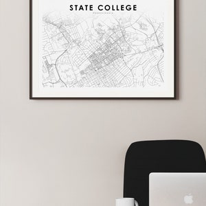 State College PA Map Print, Pennsylvania USA Map Art Poster, City ...