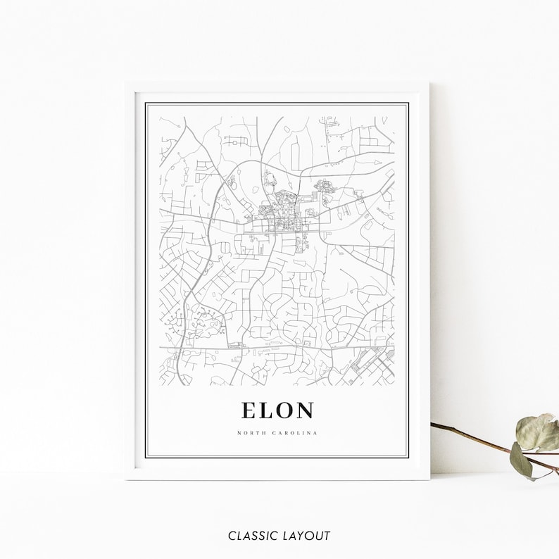 Elon NC Map Print North Carolina USA Map Art Poster Elon Etsy