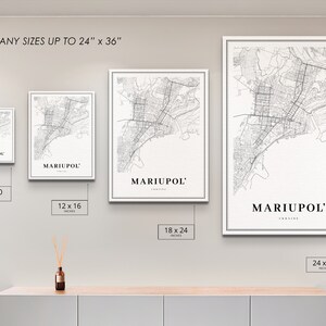 Mariupol Ukraine Map Print, Mariupol' Map Art Poster, Donetsk, City Road Street Map Print, Nursery Room Wall Office Decor, Printable Map image 6