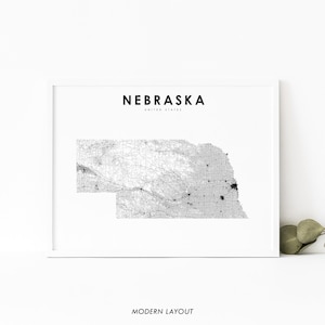 Nebraska Karte Print, State Road Map Print, NE USA USA Karte Kunst Poster, Kinderzimmer Wand Büro Dekor, druckbare Karte