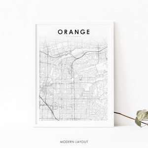 Orange CA carte impression, California USA carte Art affiche, comté d’Orange, ville rue carte impression, pépinière chambre mur bureau Decor, carte imprimable