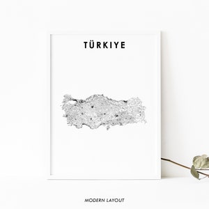 Türkiye kaart afdrukken, poster landwegenkaart, Turkije land kaart kunst, Ankara Istanbul Balkan kinderkamer kamer kantoor muur decor, afdrukbare kaart