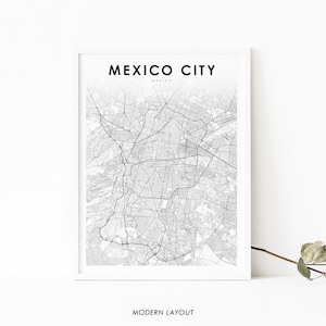 Impression de carte du Mexique de la région de Mexico, affiche d’art de carte, impression de carte routière de la rue Ciudad de México, décor de bureau mural de chambre d’enfant, carte imprimable