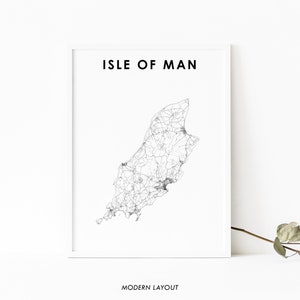 Impresión de mapas de la Isla de Man, Cartel de arte de la hoja de ruta, Reino Unido, Mann Mannin Ellan Vannin, Decoración de la oficina de la pared de la guardería, Mapa imprimible