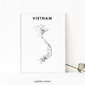 Impressão do mapa do Vietnã, pôster do mapa do Vietnã, arte do mapa de Việt Nam Ho Chi Minh Hanói, decoração de parede do quarto do berçário, mapa para impressão