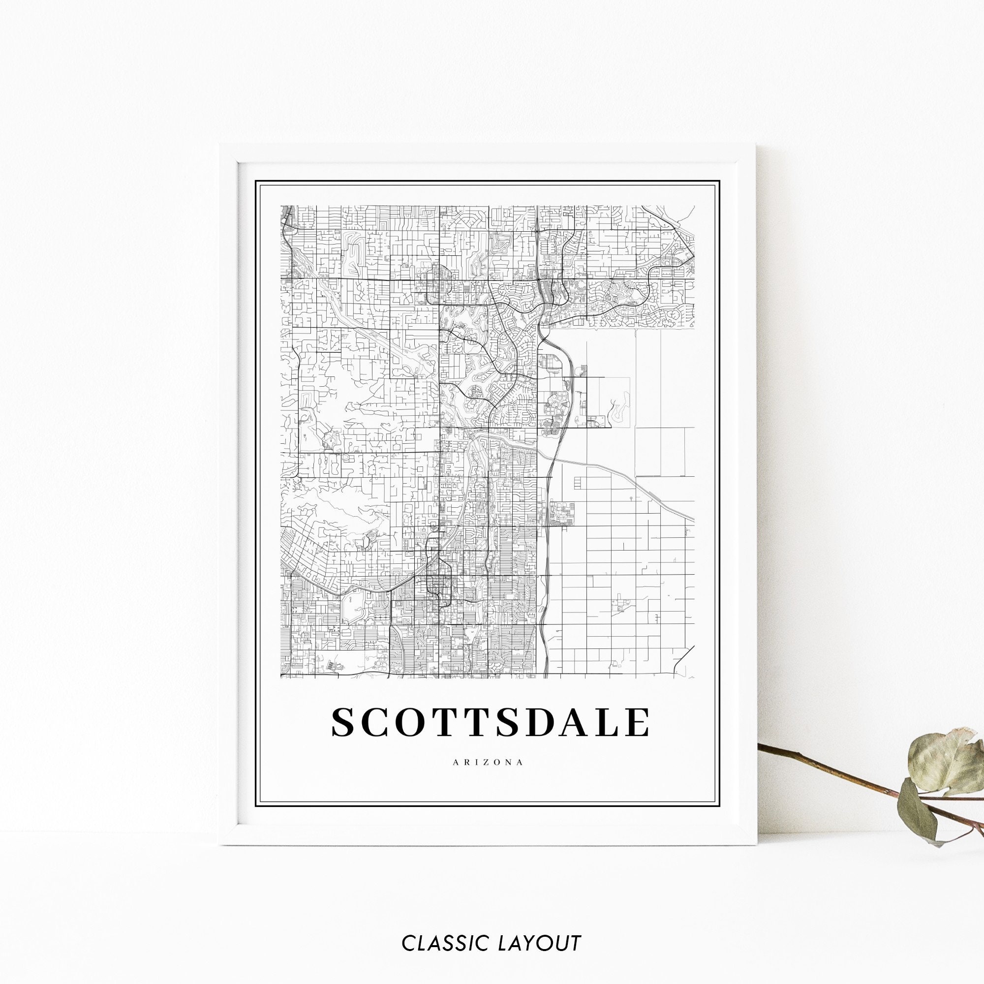 Scottsdale AZ Map Print Arizona USA Map Art Poster Phoenix | Etsy