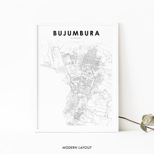 Impressão de mapa de Bujumbura Burundi, pôster de arte de mapa, Usumbura África, impressão de mapa de estradas de ruas da cidade, decoração de parede de quarto de berçário, mapa para impressão
