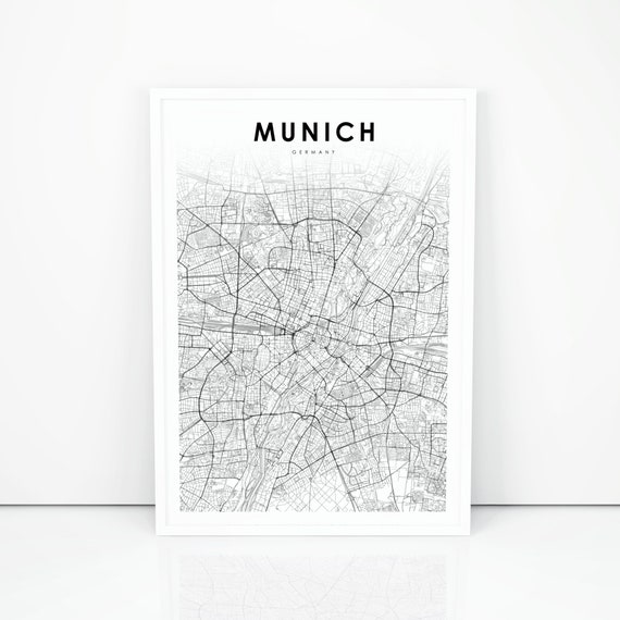 Munich Germany Map Print Map Art Poster Munchen Bavaria Etsy