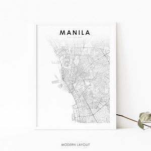 Manille Philippines carte impression, affiche d’Art carte, Lungsod ng Maynilà, City Street Road Map Print, Nursery Room Wall Office Decor, carte imprimable