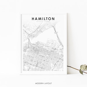 Hamilton Ontario Map Print, ON Canada Map Art Poster, Burlington, City Street Road Map Print, Nursery Room Wall Office Decor, Printable Map