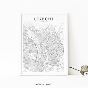 Utrecht Niederlande Karte Print, Karte Kunst Poster, Dutch Nederland, Stadt Straße Straßenkarte Druck, Kinderzimmer Wand Büro Dekor, druckbare Karte