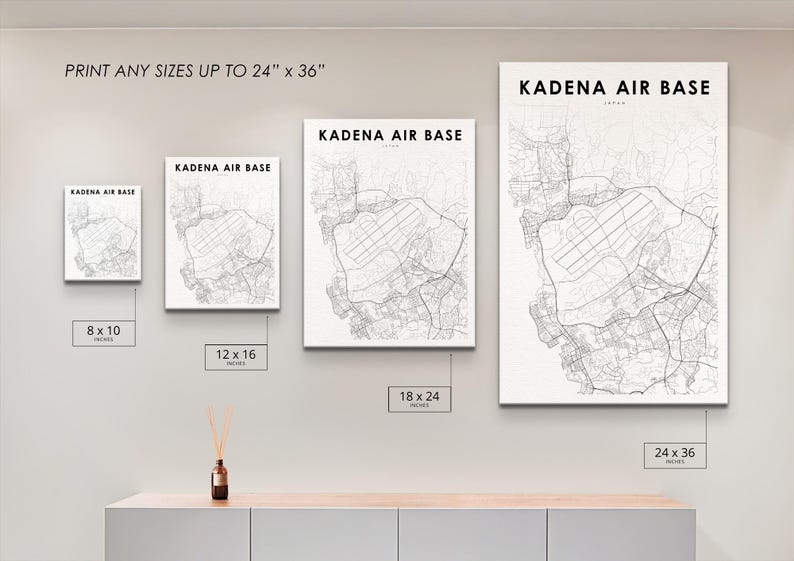 Kadena Air Base Okinawa Japan Map Print, USAF Air Force Base Map Art ...