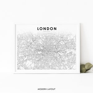 London Area England Karte Print, Vereinigtes Königreich UK Karte Art Poster, Street Road Map Print, Kinderzimmer Wand Büro Dekor, druckbare Karte