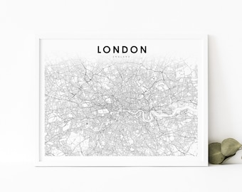 Londres région Angleterre carte impression, Royaume-Uni Royaume-Uni carte Art affiche, rue carte routière impression, pépinière chambre mur bureau Decor, carte imprimable