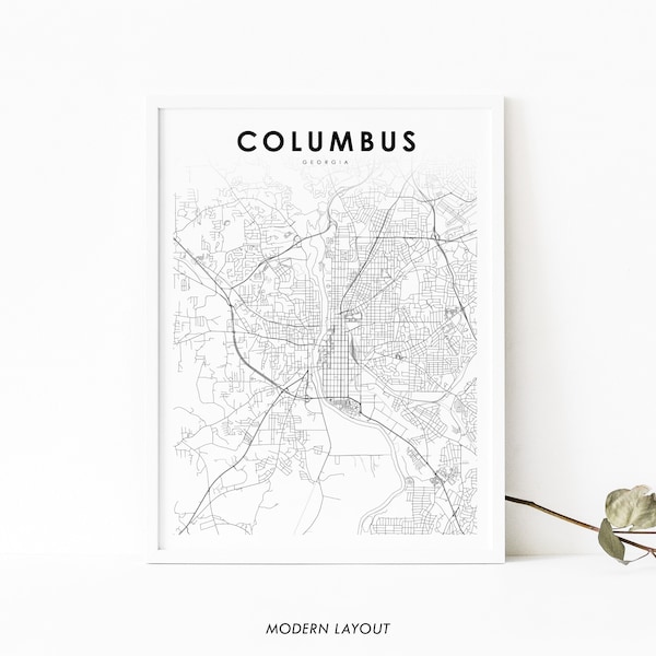 Printable Road Map of Columbus Etsy