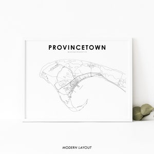 Provinztown MA Karte Druck, Massachusetts USA Karte Kunst Poster, Stadt Straße Straße Karte Druck, Kinderzimmer Büro Wand Dekor, druckbare Karte