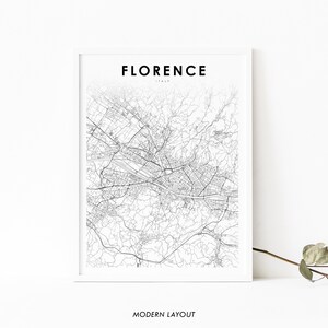 Florenz Italien Karte Print, Karte Kunst Poster, Firenze Toskana Italia, Stadt Straße Straßenkarte Druck, Kinderzimmer Wand Büro Dekor, druckbare Karte