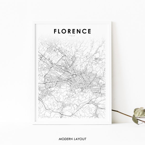 Florence Italy Map Print, Map Art Poster, Firenze Tuscany Italia, City Street Road Map Print, Nursery Room Wall Office Decor, Printable Map