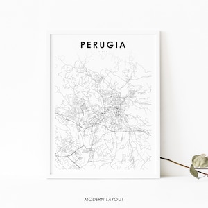 Perugia Italy Map Print, Map Art Poster, Perusia Umbria Italia, City Street Road Map Print, Nursery Room Wall Office Decor, Printable Map