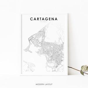 Impression de carte de Cartagena Colombie, affiche d'art de carte, Cartagena de Indias, impression de carte routière de rue de ville, décor de bureau de mur de salle de pépinière, carte imprimable