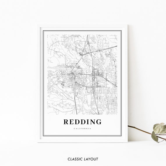 Redding CA Map Print California USA Map Art Poster Shasta photo