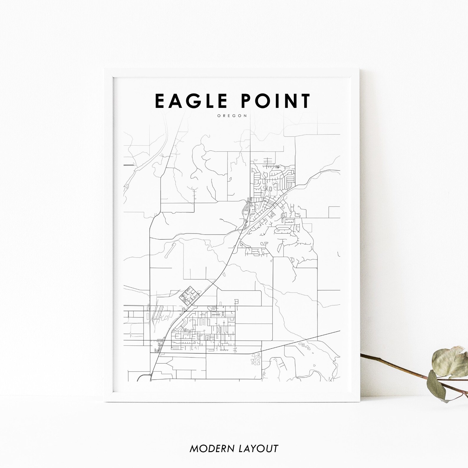 Eagle Point OR Map Print White City Oregon USA Map Art Etsy