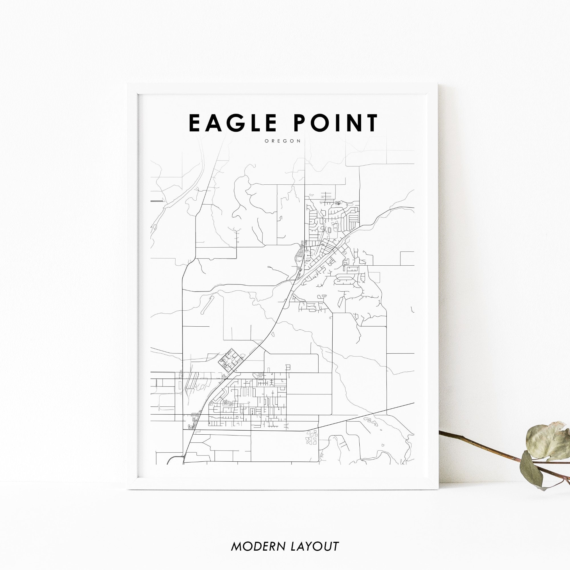 Eagle Point Oregon Map Eagle Point Or Map Print White City Oregon Usa Map Art | Etsy