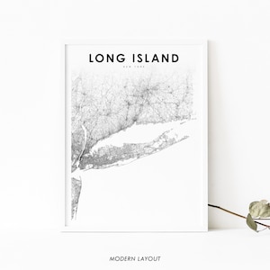 Long Island NY Karte Print, New York NY USA Karte Kunst Poster, Brooklyn City Street Road Map Druck, Kinderzimmer Wand Büro Dekor, druckbare Karte