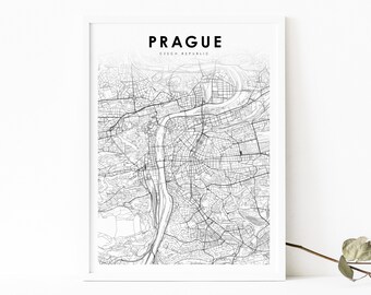 Downtown Prague Czech Republic Map Print, Praha Map Art Poster, City Street Road Map Print, Nursery Room Wall Office Decor, Printable Map