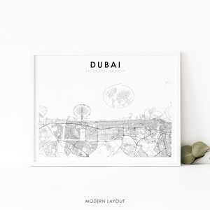 Dubai UAE Karte Print, Vereinigte Arabische Emirate Karte Kunst Poster, دبي Dubay City Street Road Map Print, Kinderzimmer Wand Büro Dekor, printable