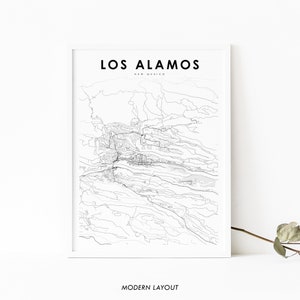 Los Alamos NM Karte Print, New Mexico USA Karte Kunst Poster, Stadt Straße Straße Karte Druck, Kinderzimmer Büro Wand Dekor minimalistische druckbare Karte