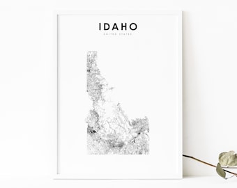 Idaho State Idaho Decor Idaho Print Idaho Map Art Print Map Artwork Map Print Map Poster Watercolor Map ArtPrintZone Christmas Gifts