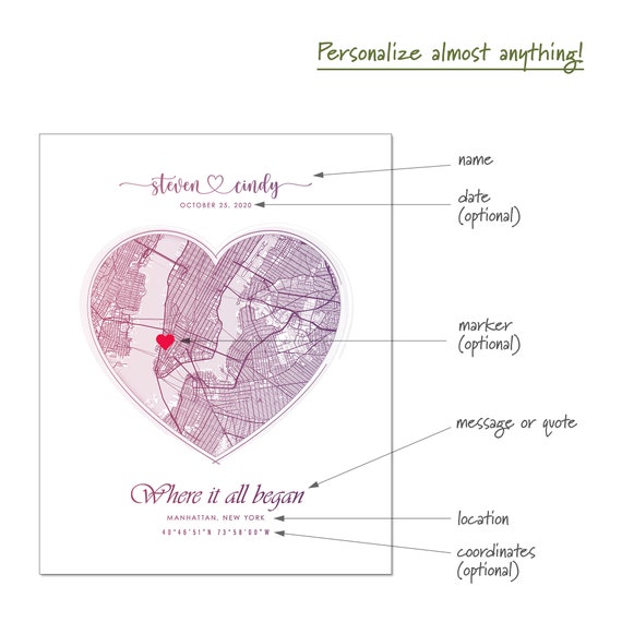 Personalized Heart Map Print One Heart A Wedding Gift Etsy Australia Personalized Heart Map Print One Heart A Wedding Gift Etsy Australia