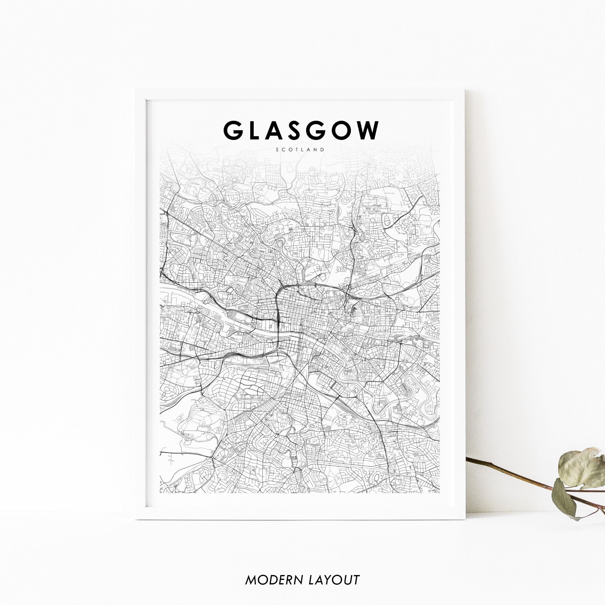 Glasgow Scotland Map Print United Kingdom UK Map Art Poster | Etsy