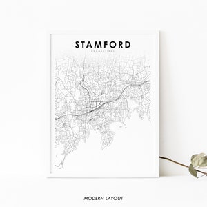 Stamford CT Map Print, Connecticut USA Map Art Poster, Greenwich, City Street Map Print, Nursery Room Wall Office Decor, Printable Map