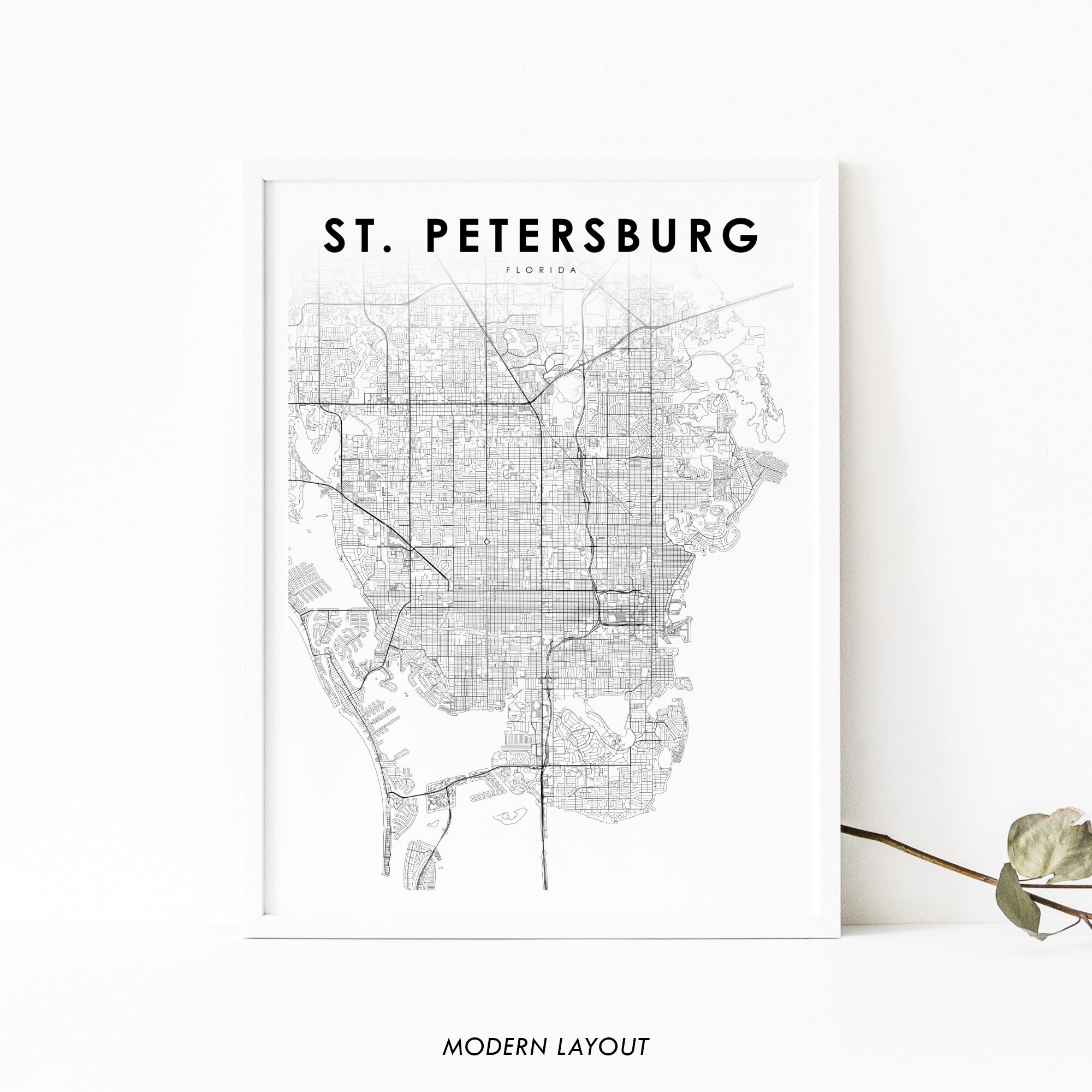 St. Petersburg Area FL Map Print Florida USA Map Art Poster - Etsy