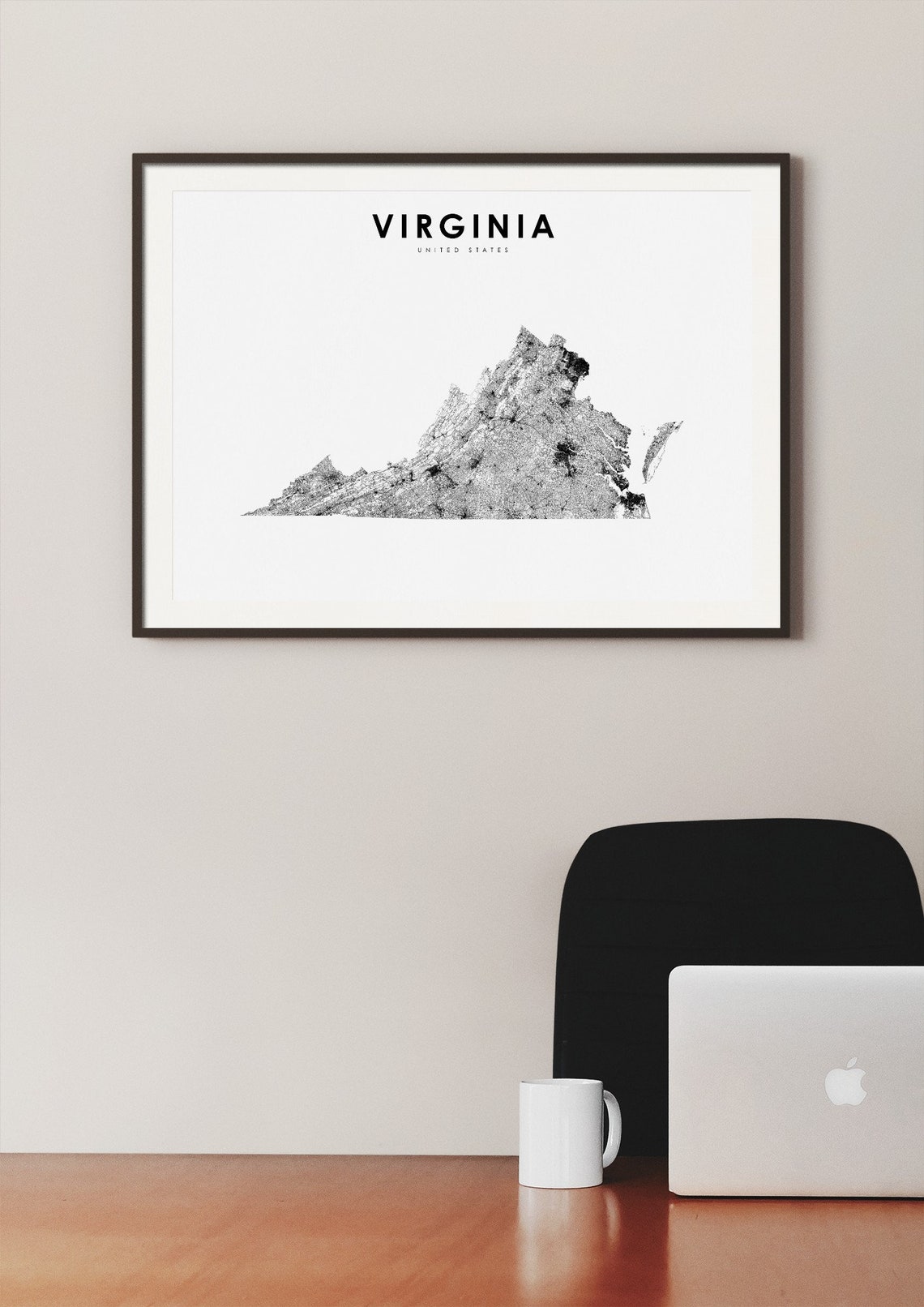 Virginia Map Print State Road Map Print VA USA United States | Etsy