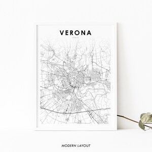 Verona Italy Map Print, Italia Map Art Poster, Verona Veròna, City Street Road Map Print, Nursery Room Wall Office Decor, Printable Map