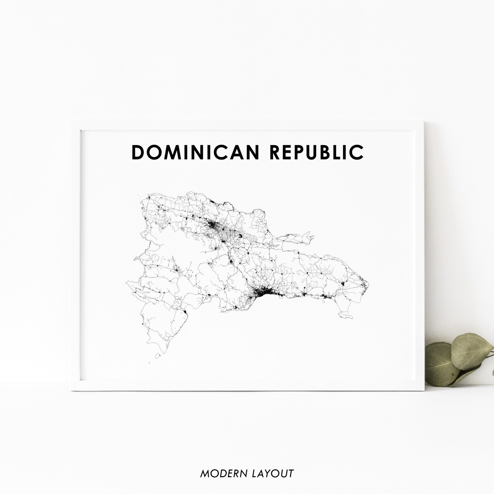 Dominican Republic Map Print Road Map Art Poster Dominicana | Etsy