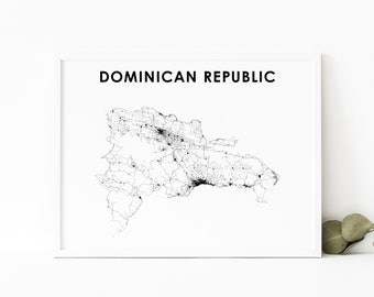 Dominican Republic Map Print, Road Map Art Poster, Dominicana Dominica Santo Domingo Map Art, Nursery Room Wall Office Decor, Printable Map